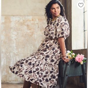 MIDI Dress with Puff Sleeve